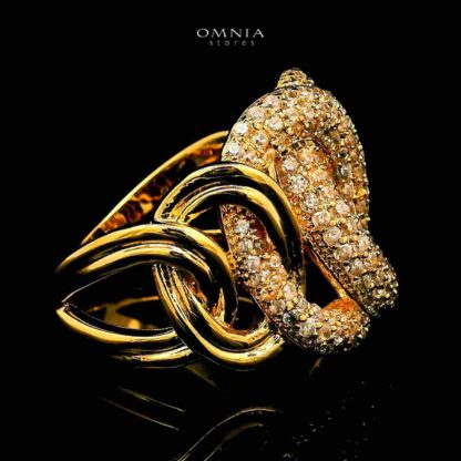 Omnia Eshraq 18k Gold Plated Ring With Rhodium Plated In High Quality Zircon Stone - Image 3