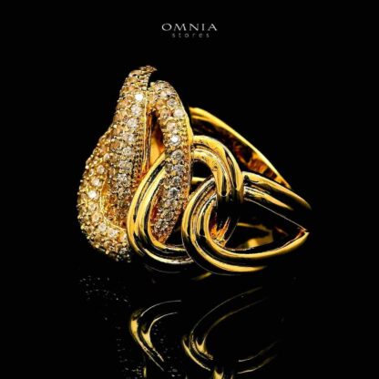 Omnia Eshraq 18k Gold Plated Ring With Rhodium Plated In High Quality Zircon Stone - Image 2