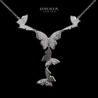 Mahtab Butterfly Necklace In 925 Silver High Quality Simulated Diamonds - Image 2