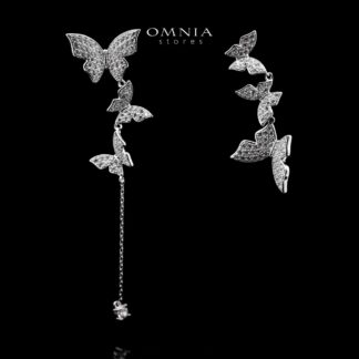 Mahtab Butterfly Earrings In 925 Silver High Quality Simulated Diamonds