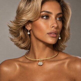 Omnia Rafif Golden Necklace In 925 Silver High Quality Certified Lab Crafted Stones