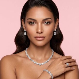 Sundus White Bridal Full Set – Premium Rhodium Plated with High-Quality Zircon Stones