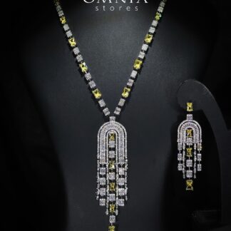 Omnia Jane Yellow Bridal Set in High Quality Zircon Stone in Rhodium Plated