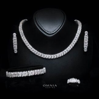 Omnia Manahil White Luxury Bridal Full Set in High Quality Zircon Stone Rhodium Plated