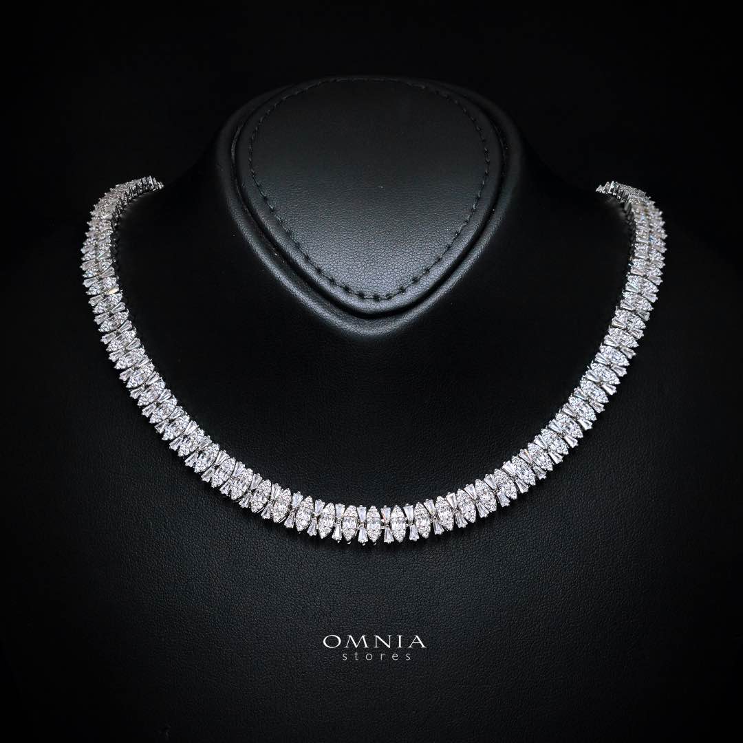 Omnia Manahil White Luxury Bridal Full Set in High Quality Zircon Stone Rhodium Plated - Image 2