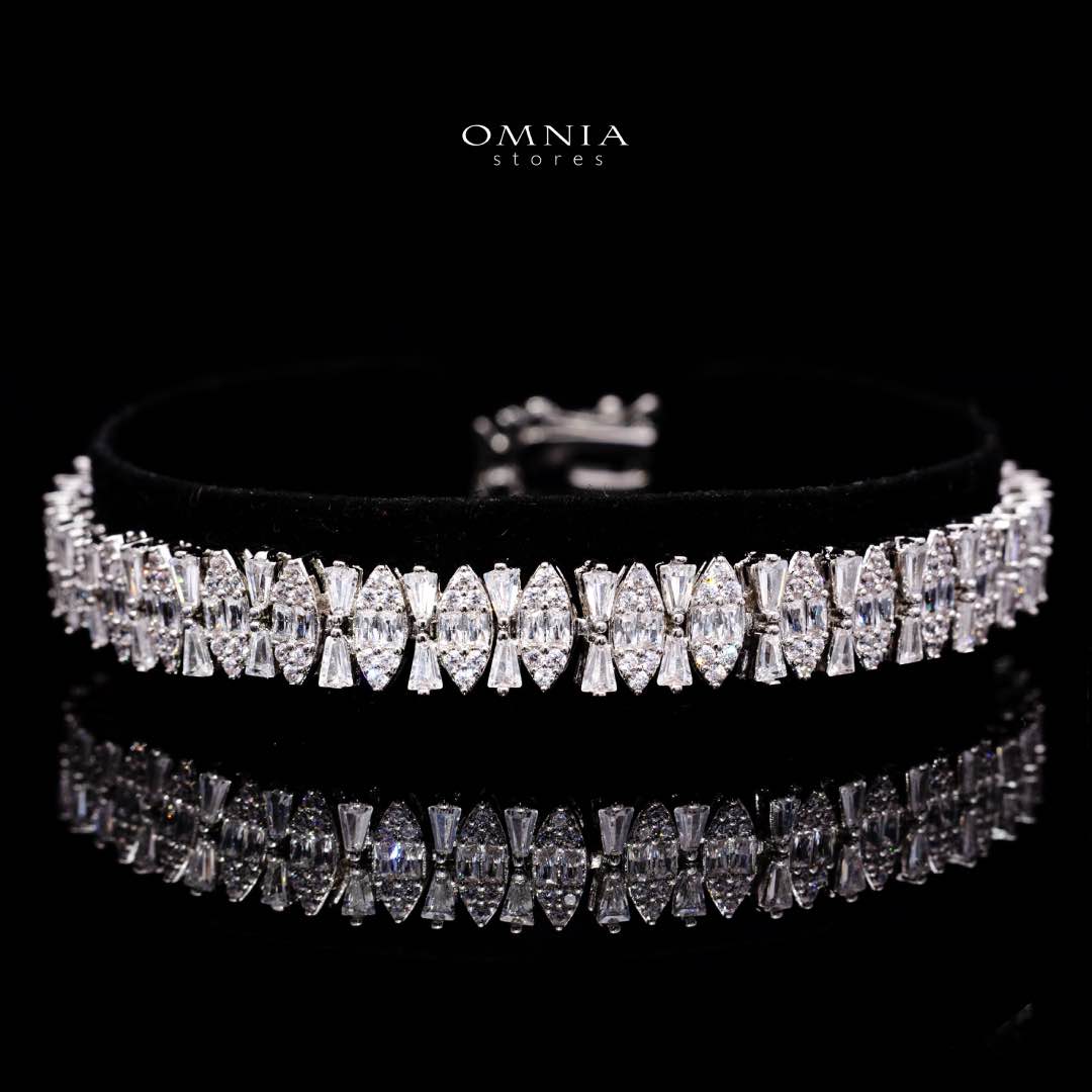 Omnia Manahil White Luxury Bridal Full Set in High Quality Zircon Stone Rhodium Plated - Image 4