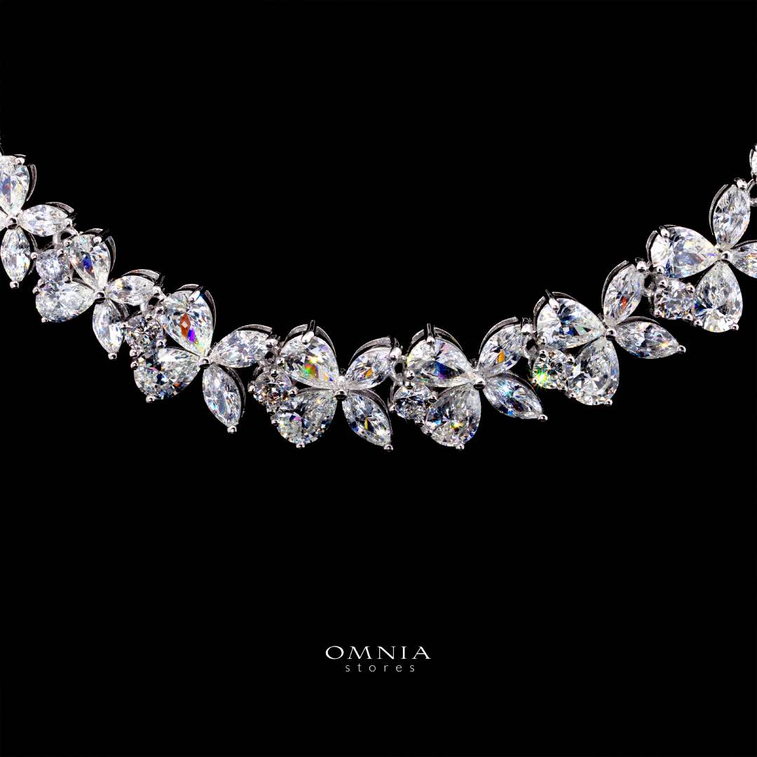 Omnia Karolina Silver Necklace 925 Silver in High Quality White Simulated Diamonds - Image 2