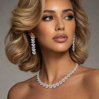 Omnia Karolina Silver Necklace 925 Silver in High Quality White Simulated Diamonds