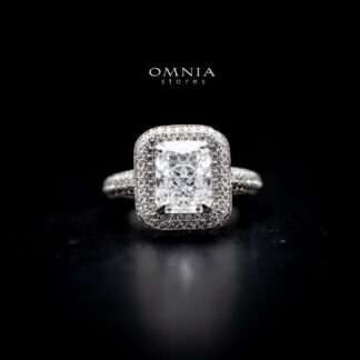 Omnia Liana Radiant Cut Ring in 92.5 Silver with High Quality Simulated Diamonds