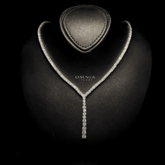 Omnia Huda White Bridal Full Set in High Quality Zircon Stone in Rhodium Plated