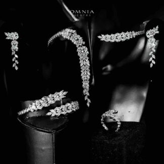 Omnia Tarfa Choker Bridal Full Set Accessories in High Quality Zircon Stone in Rhodium Plated