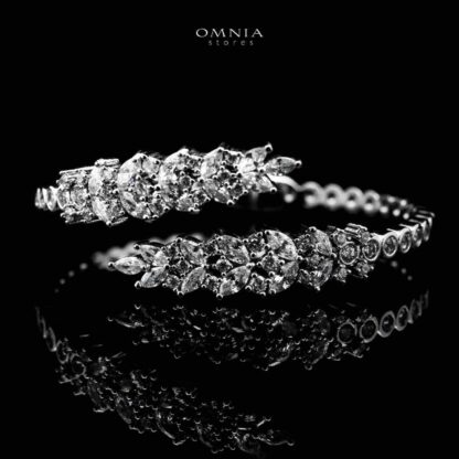 Omnia Tarfa Choker Bridal Full Set Accessories in High Quality Zircon Stone in Rhodium Plated - Image 5