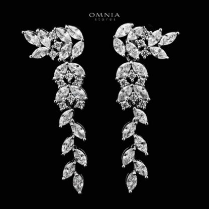 Omnia Tarfa Choker Bridal Full Set Accessories in High Quality Zircon Stone in Rhodium Plated - Image 3