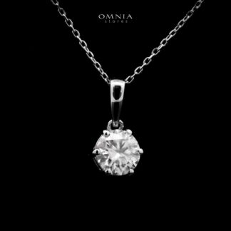 Omnia Labeeba Pendant Necklace 925 Silver in GRA Certified High Quality White Moissanite Stones