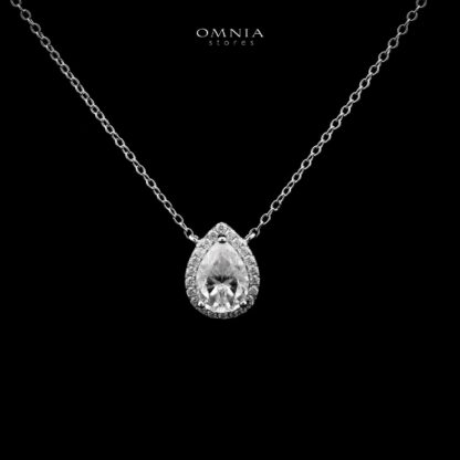 Omnia Izdihar Teardrop Pendant Necklace 925 Silver in GRA Certified High Quality White Moissanite Stones - Image 3