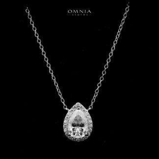 Omnia Izdihar Teardrop Pendant Necklace 925 Silver in GRA Certified High Quality White Moissanite Stones