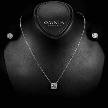 Omnia Kalila Pendant Necklace and Earrings Set 925 Silver in GRA Certified High Quality White Moissanite Stones - Image 2