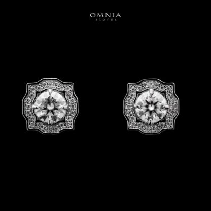 Omnia Kalila Pendant Necklace and Earrings Set 925 Silver in GRA Certified High Quality White Moissanite Stones - Image 3