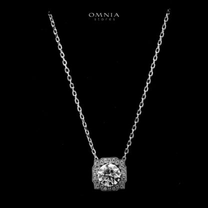 Omnia Kalila Pendant Necklace and Earrings Set 925 Silver in GRA Certified High Quality White Moissanite Stones - Image 4