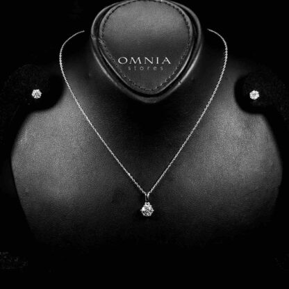 Omnia Eftikar Pendant Necklace and Earrings Set 925 Silver in GRA Certified High Quality White Moissanite Stones - Image 2