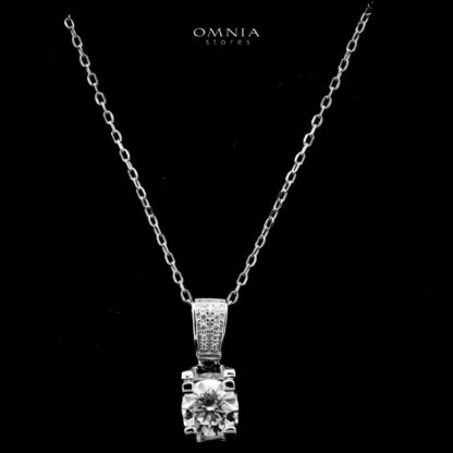 Omnia Ghazeen Pendant Necklace and Earrings Set 925 Silver in GRA Certified High Quality White Moissanite Stones - Image 4