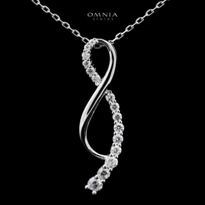 Omnia Tajreed Pendant Necklace 925 Silver in High Quality White Moissanite Stones