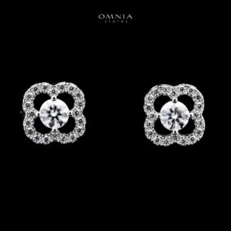 Omnia Kashifah Square Silver Earrings 925 Silver in GRA Certifited High Quality White Moissanite Stones