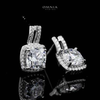 Omnia Qanita Drop Silver Earrings 925 Silver in GRA Certifited High Quality White Moissanite Stones - Image 2