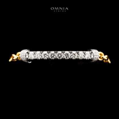 Omnia Wahaj  Golden White Bracelet 925 Silver in GRA Certifited High Quality White Moissanite Stones