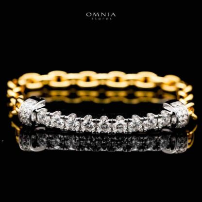 Omnia Wahaj  Golden White Bracelet 925 Silver in GRA Certifited High Quality White Moissanite Stones - Image 2