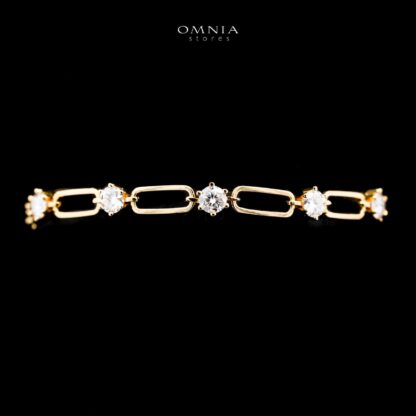 Omnia Bahja  Golden Bracelet 925 Silver in GRA Certifited High Quality White Moissanite Stones - Image 2
