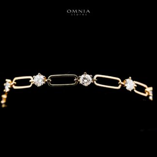 Omnia Bahja  Golden Bracelet 925 Silver in GRA Certifited High Quality White Moissanite Stones