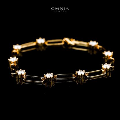 Omnia Bahja  Golden Bracelet 925 Silver in GRA Certifited High Quality White Moissanite Stones - Image 3