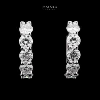 Omnia Jameelaan Silver Hoop Earrings 925 Silver in GRA Certifited High Quality White Moissanite Stones