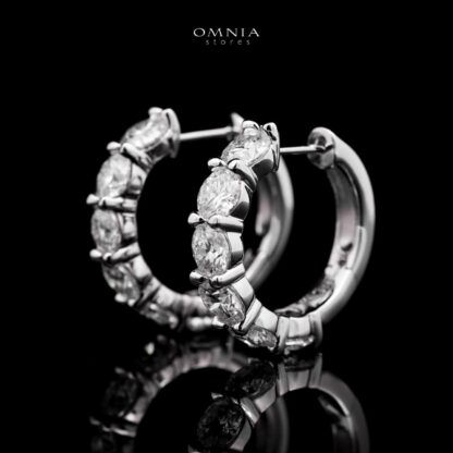 Omnia Jameelaan Silver Hoop Earrings 925 Silver in GRA Certifited High Quality White Moissanite Stones - Image 2