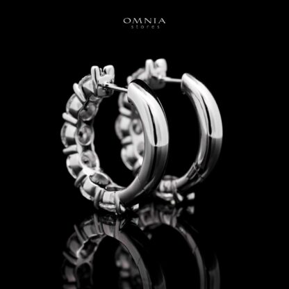 Omnia Jameelaan Silver Hoop Earrings 925 Silver in GRA Certifited High Quality White Moissanite Stones - Image 3