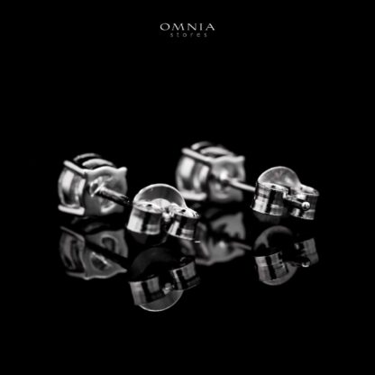 Omnia Khitam Silver Classic Stud Earrings 925 Silver in GRA Certifited High Quality White Moissanite Stones - Image 2