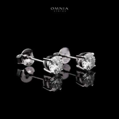 Omnia Khitam Silver Classic Stud Earrings 925 Silver in GRA Certifited High Quality White Moissanite Stones - Image 3