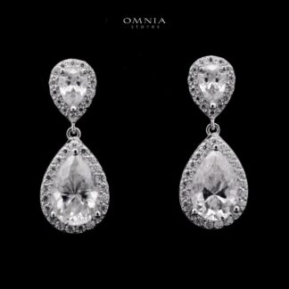 Omnia Rohayah Silver Drop Earrings 925 Silver in GRA Certifited High Quality White Moissanite Stones