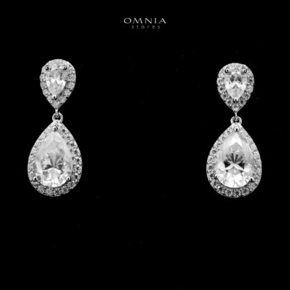 Omnia Rohayah Silver Drop Earrings 925 Silver in GRA Certifited High Quality White Moissanite Stones - Image 2