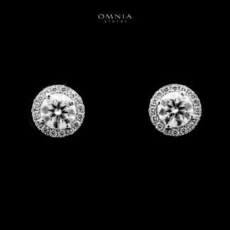 Omnia Basira Silver Stud Earrings 925 Silver in GRA Certifited High Quality White Moissanite Stones