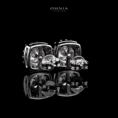 Omnia Dareema Silver Square Stud Earrings 925 Silver in GRA Certifited High Quality White Moissanite Stones - Image 2