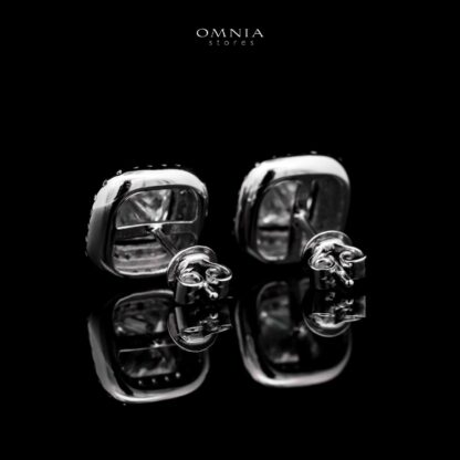 Omnia Ghaidaa Silver Square Stud Earrings 925 Silver in GRA Certifited High Quality White Moissanite Stones - Image 2