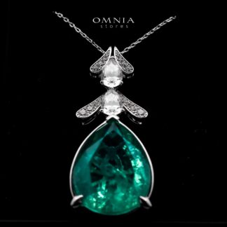 Omnia Lamees Silver Pendant Only In 925 Silver High Quality Green Lab Grown Stones