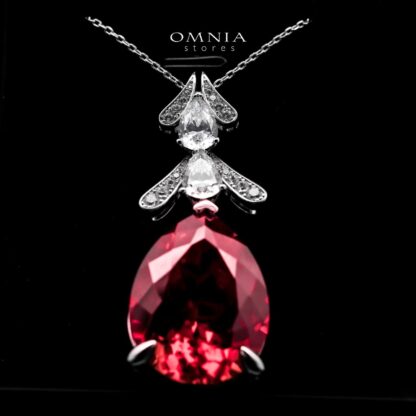 Omnia Munthira Silver Pendant Only In 925 Silver Certifited High Quality Red Lab Grown Stones