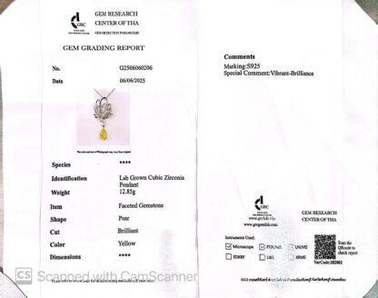 Omnia Alaia Silver Butterfly Pendant Necklace In 925 Silver High Quality GRC Certifited Yellow Lab Grown Cubic Zircon Stones - Image 3