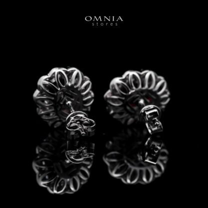 Omnia Chadia Silver Stud Earrings In 925 Silver High Quality GRC Certifited Red Lab Grown Ruby Stones - Image 2