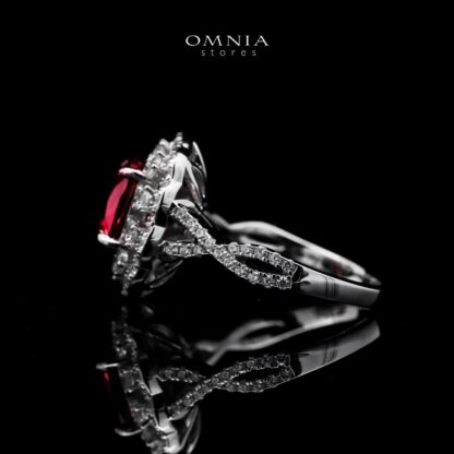 Omnia Chadia Silver Ring In 925 Silver High Quality GRC Certifited Red Lab Grown Ruby Stones - Image 2