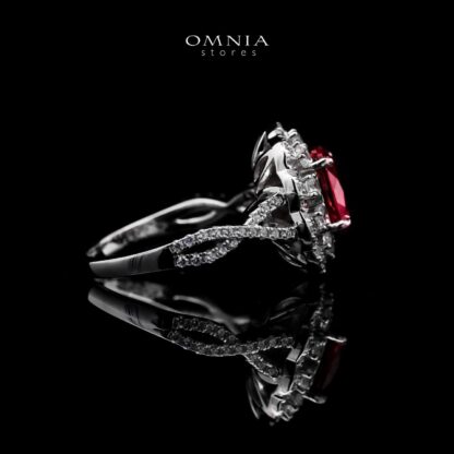 Omnia Chadia Silver Ring In 925 Silver High Quality GRC Certifited Red Lab Grown Ruby Stones - Image 3