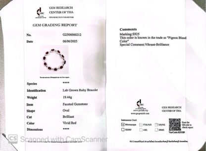 Omnia Chadia Silver Bracelet In 925 Silver High Quality GRC Certifited Red Lab Grown Ruby Stones - Image 3